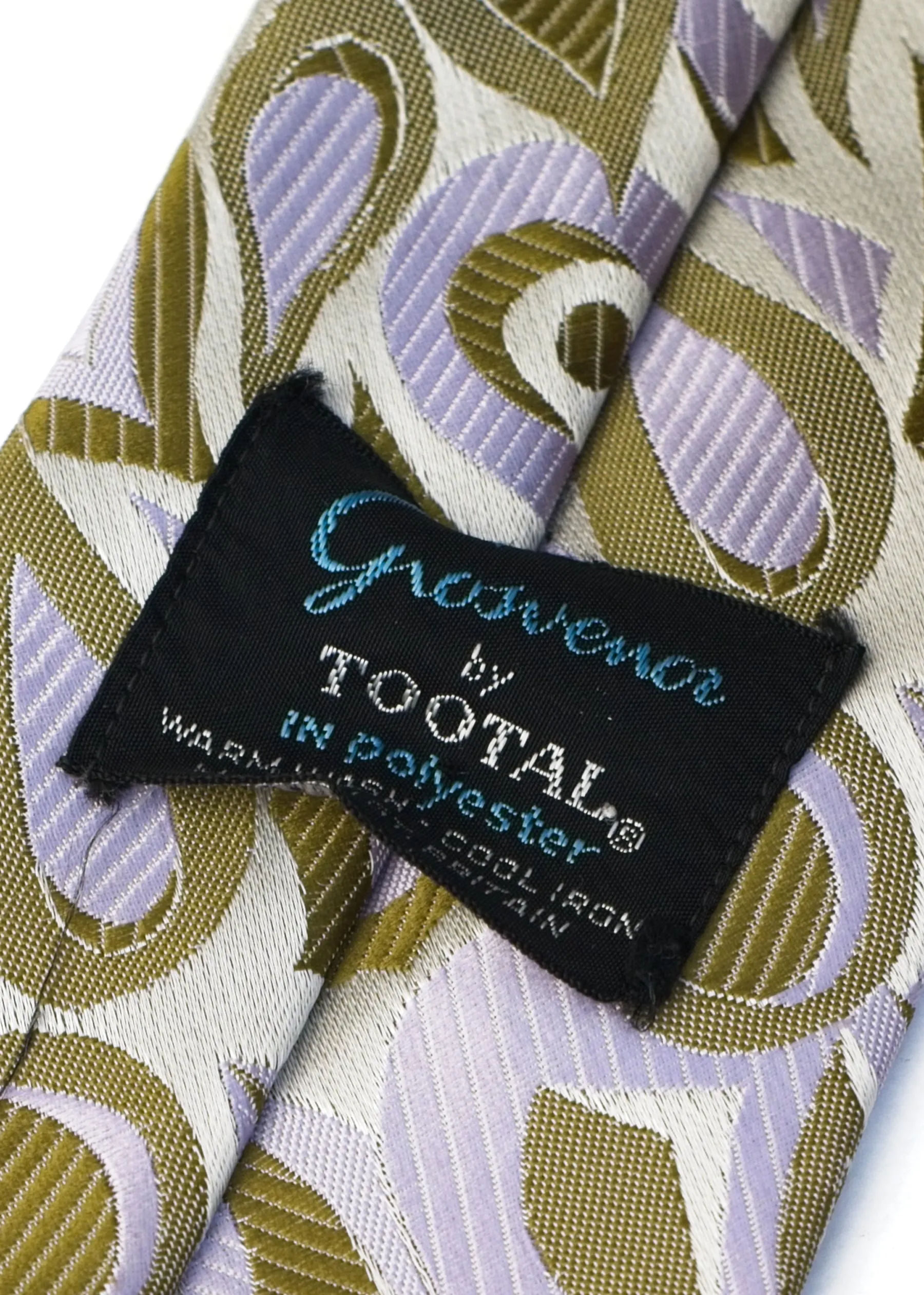 Vintage 70s Lilac Green Grosvenor Tootal Neck Tie • Kipper Tie