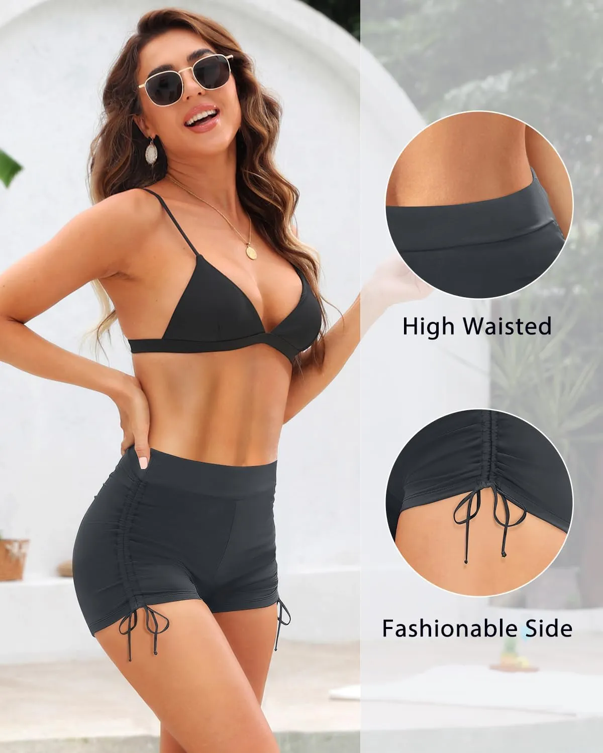 Yonique Women's Swim Shorts High Waisted Bathing Suit Bottoms Tummy Control Boy Shorts Board Shorts
