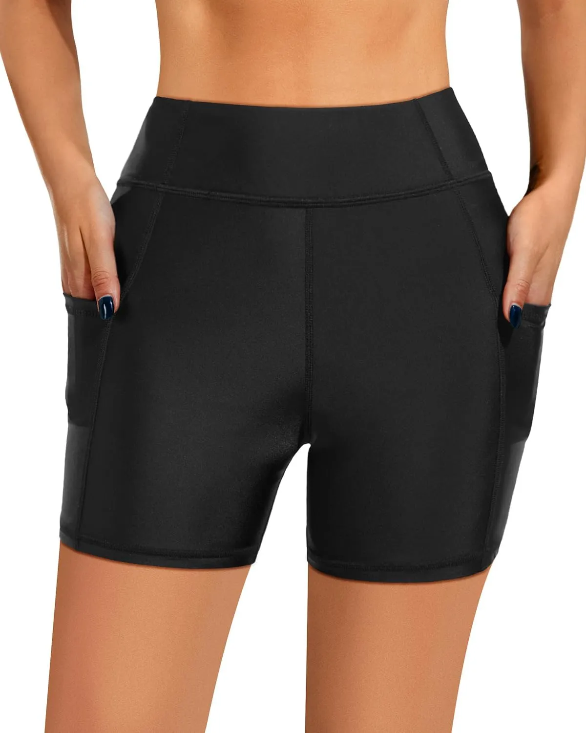 Yonique Womens Swim Shorts High Waisted Swim Bottoms Tummy Control Bathing Suit Bottom Boy Shorts(Available in Plus)
