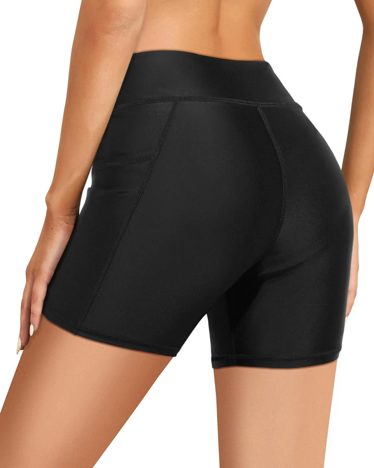 Yonique Womens Swim Shorts High Waisted Swim Bottoms Tummy Control Bathing Suit Bottom Boy Shorts(Available in Plus)